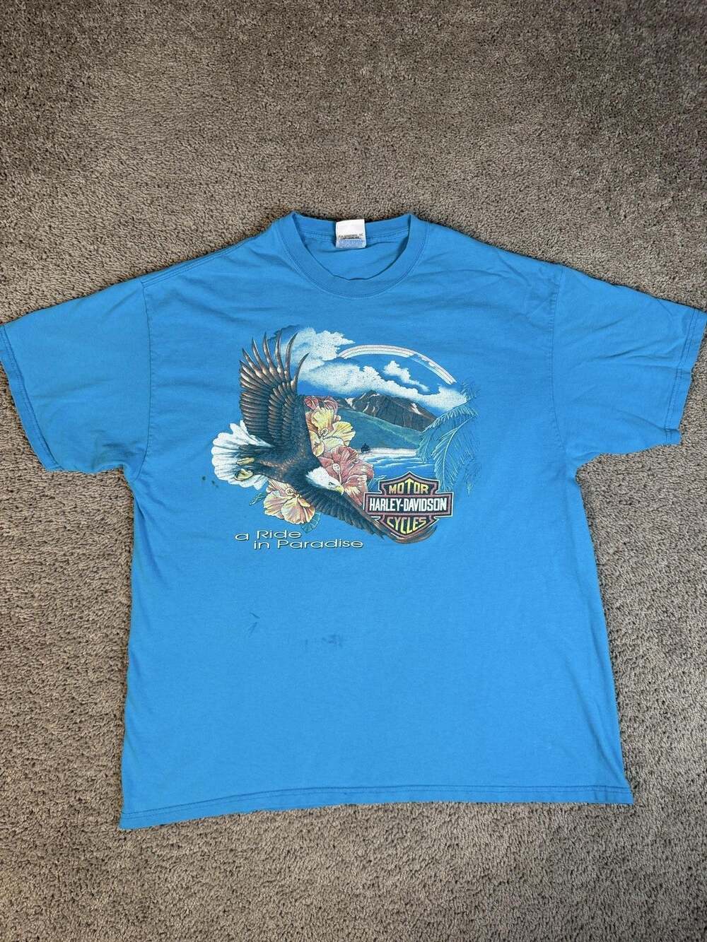 Harley-Davidson Shirt Mens XL Blue Pacific Maui Hawaii A Ride In Paradise